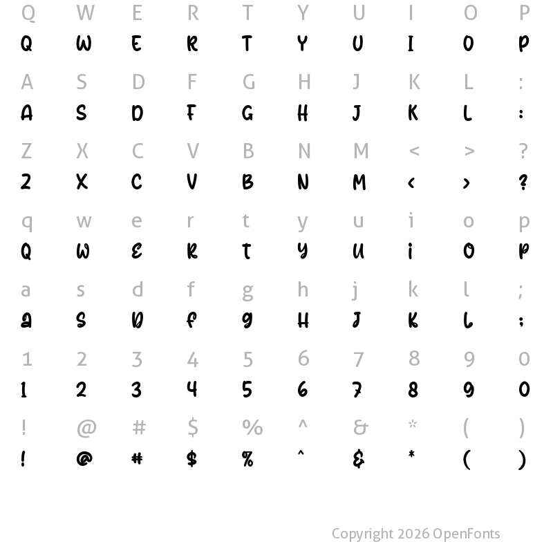 Character Map of Pirco Monico Regular