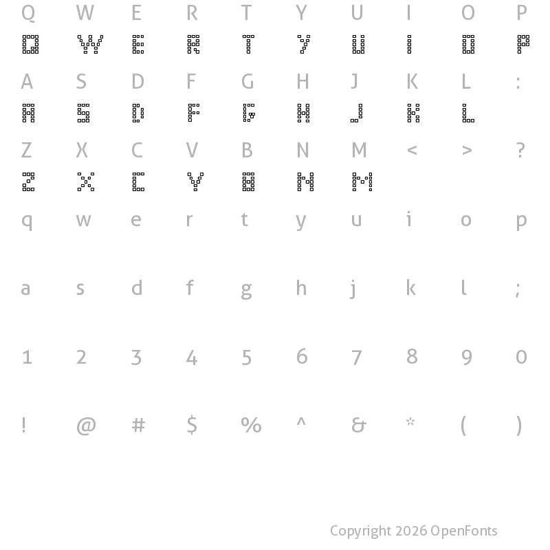 Character Map of Pixel Chunker Regular