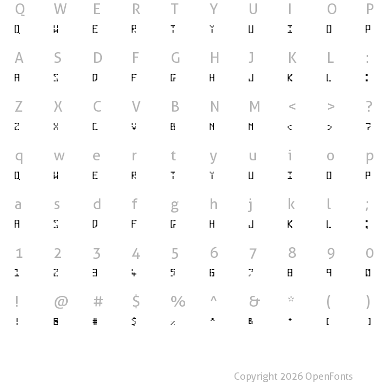 Character Map of Pixelhole Regular