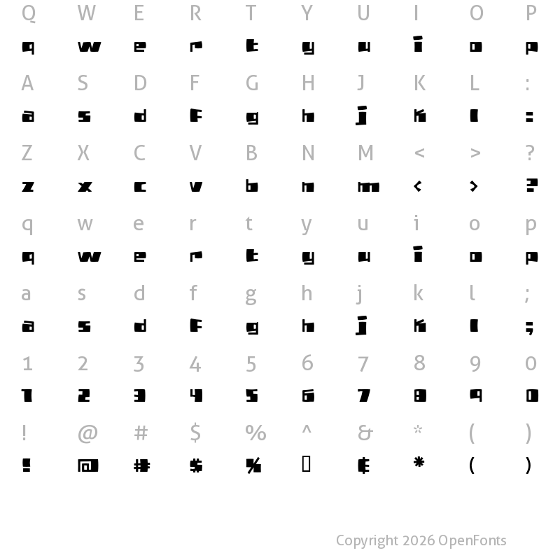 Character Map of PizzaBot Regular