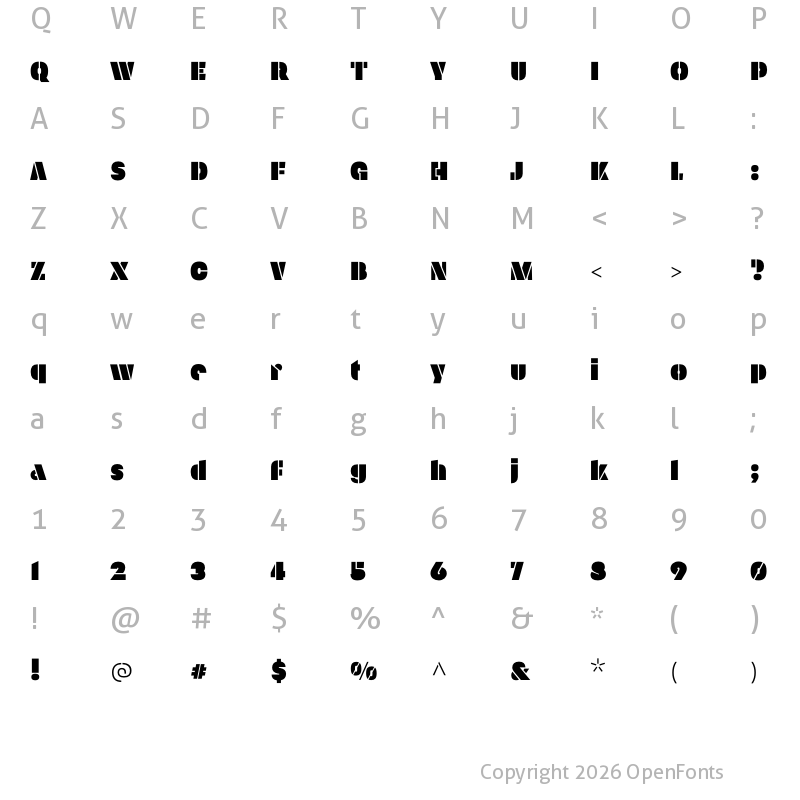 Character Map of Plakato Inline Back Pro Regular