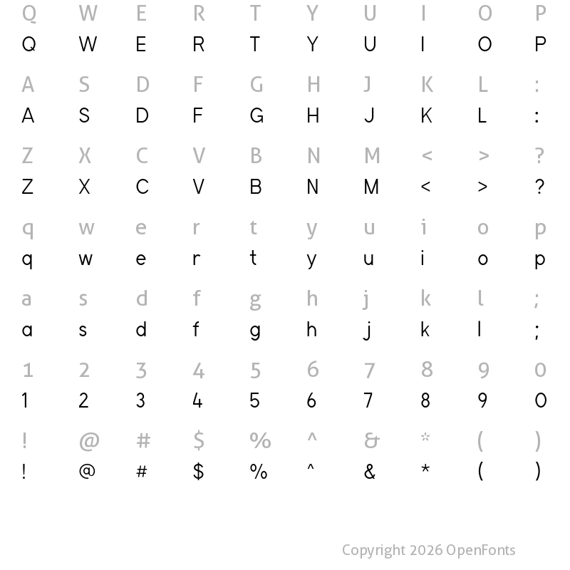 Character Map of Plance Light
