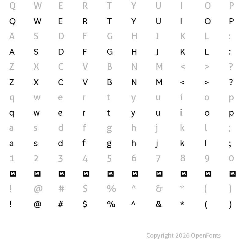 Character Map of Plasto Trial Regular