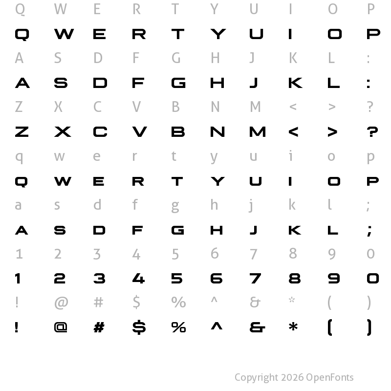 Character Map of Plateia Bold