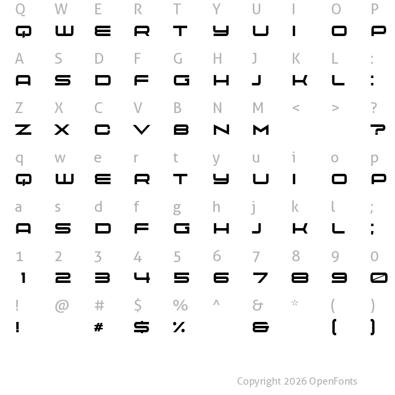 Character Map of Playa Extended Regular