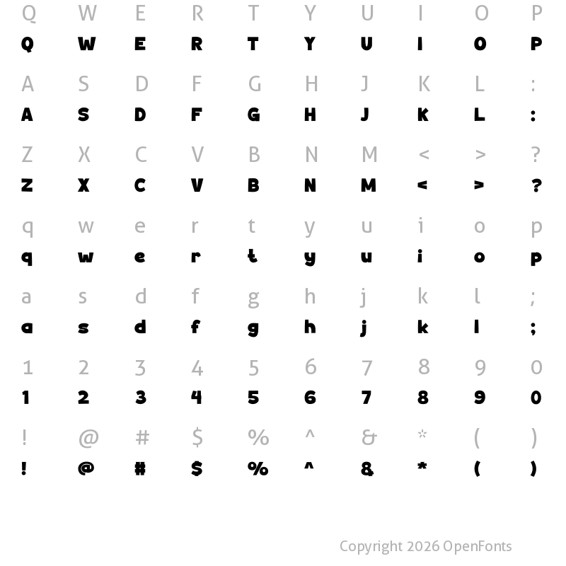Character Map of PLAYER ONE Regular