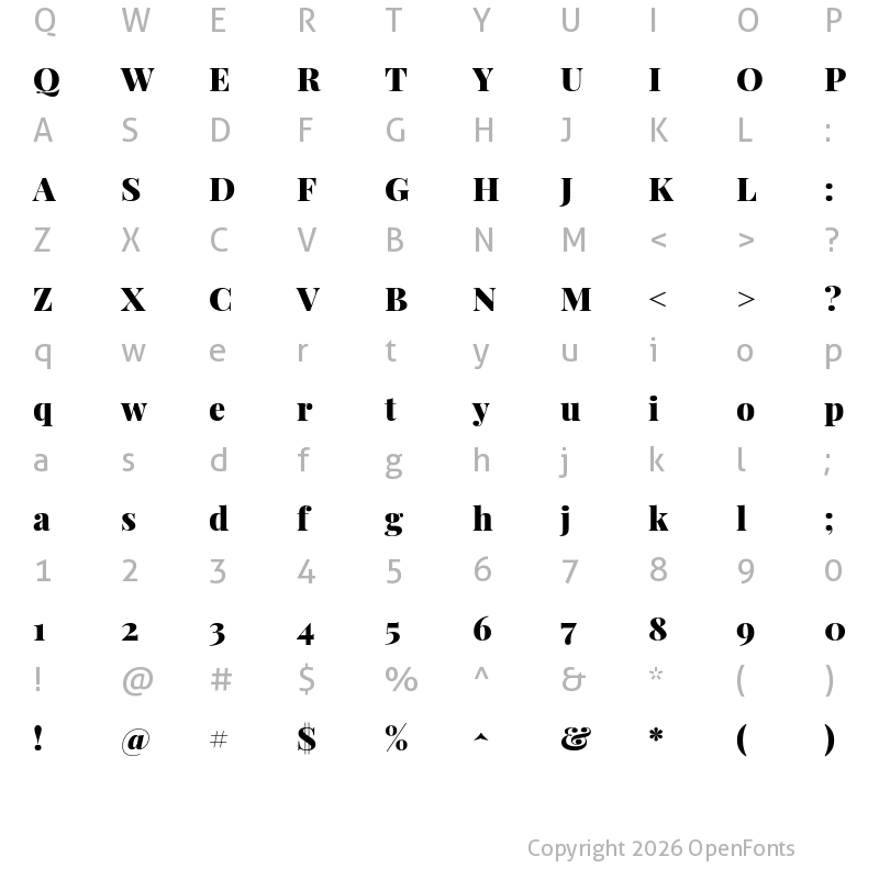 Character Map of Playfair Display Black