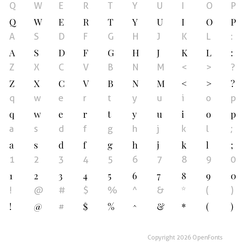 Character Map of Playfair Display Regular