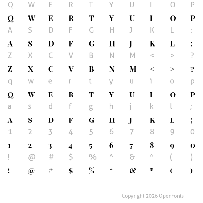 Character Map of Playfair Display SC Bold