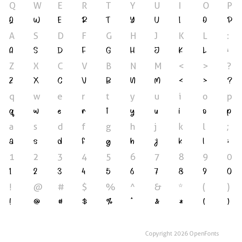 Character Map of Playful Type - Personal Use Regular