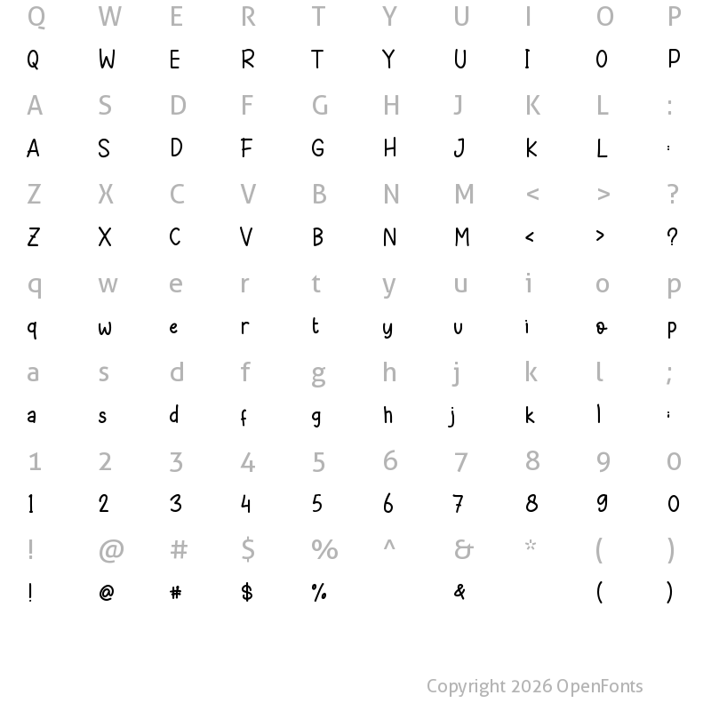 Character Map of Playmate Regular