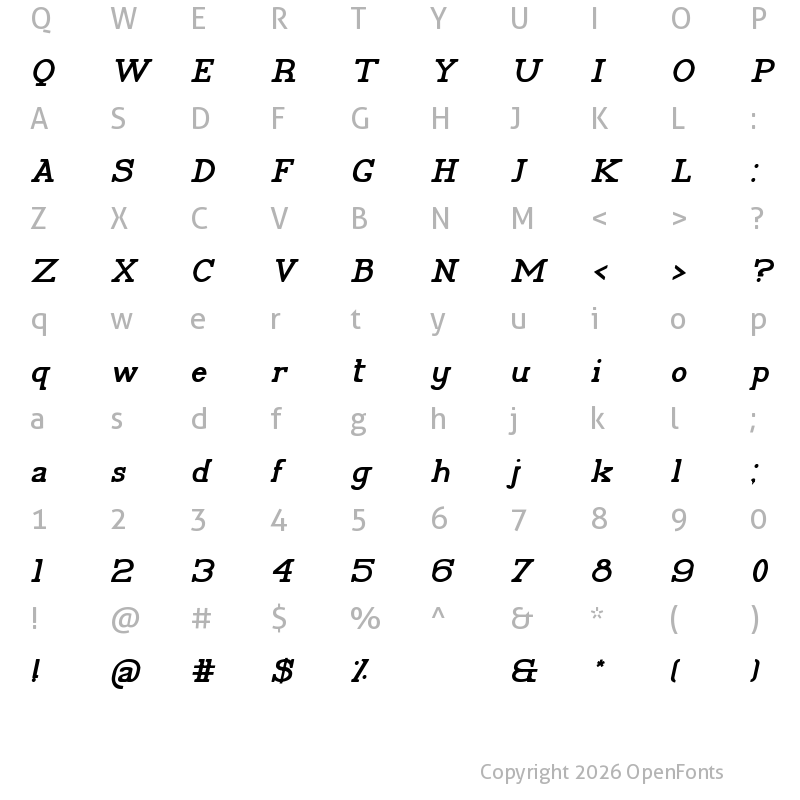 Character Map of P?lida Italic Bold