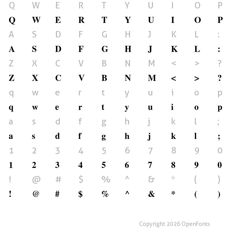 Character Map of Pliska Bold