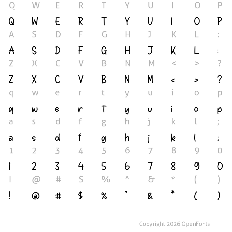 Character Map of Pluiter Lighties Regular