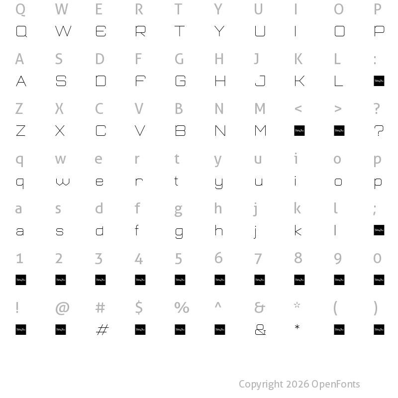 Character Map of Plutonian Thin Demo