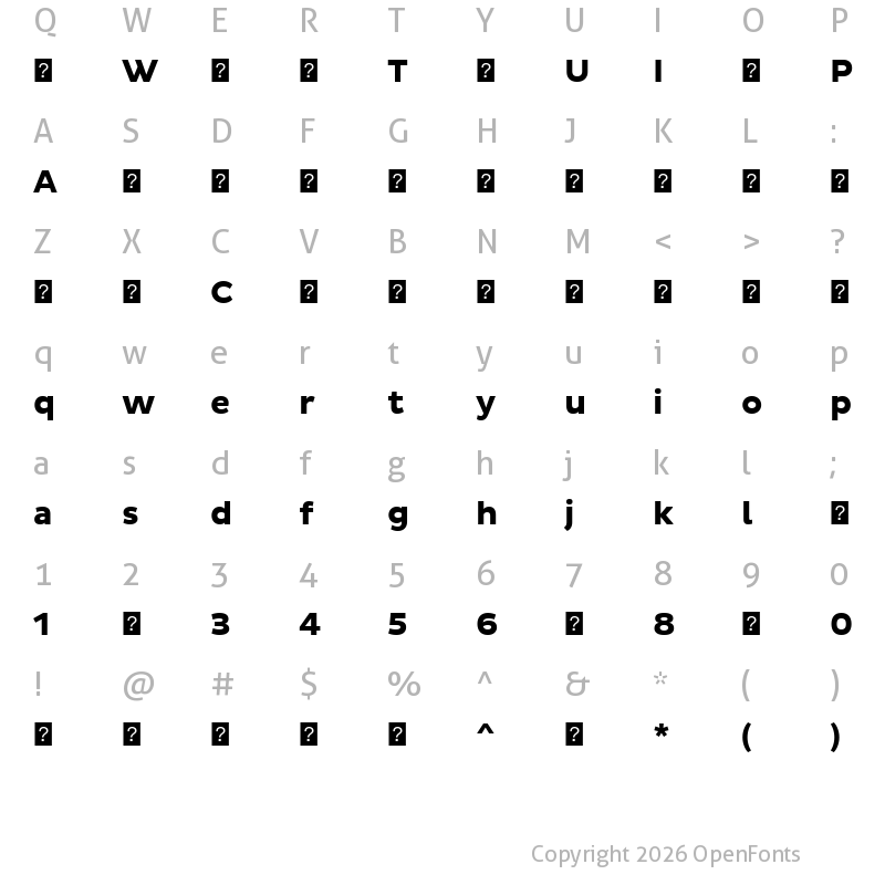 Character Map of PlutoSansBold ?