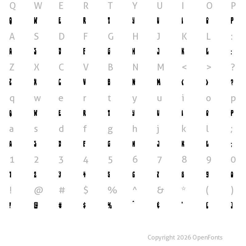 Character Map of Pocket Monster Condensed Condensed