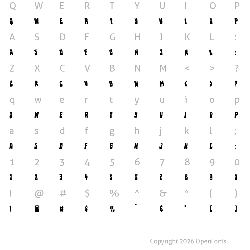 Character Map of Pocket Monster Leaning Regular