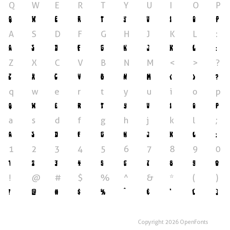 Character Map of Pocket Monster Mangled Regular