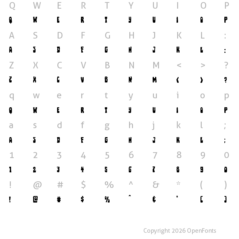 Character Map of Pocket Monster Staggered Regular