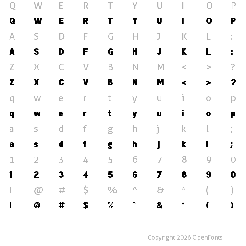 Character Map of POE Sans Pro Heavy