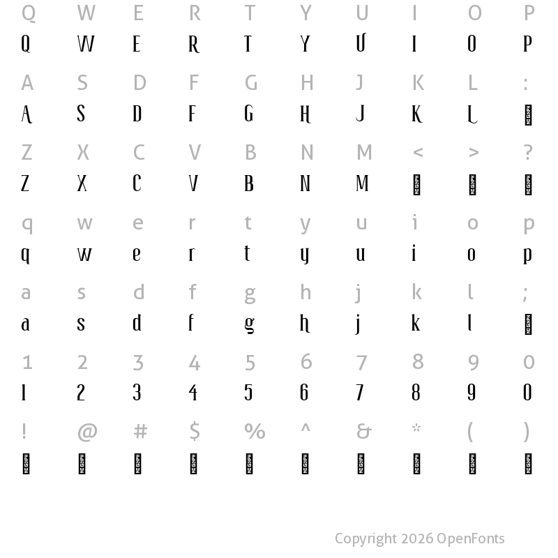 Character Map of Poertanima Personal Use Regular