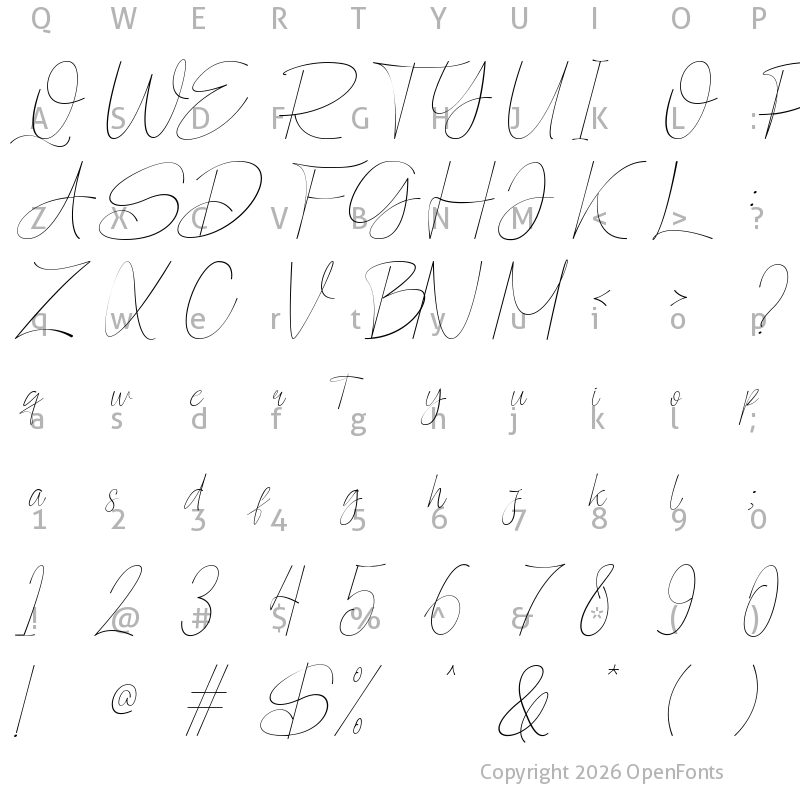 Character Map of Pographic Italic