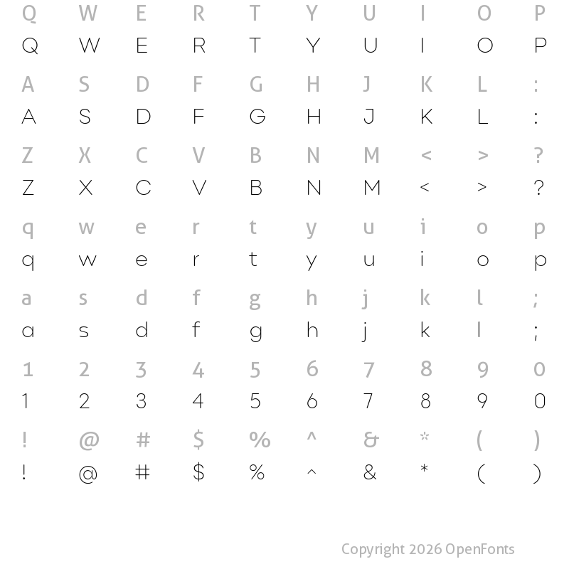Character Map of point-soft-extra-light soft-extra-light