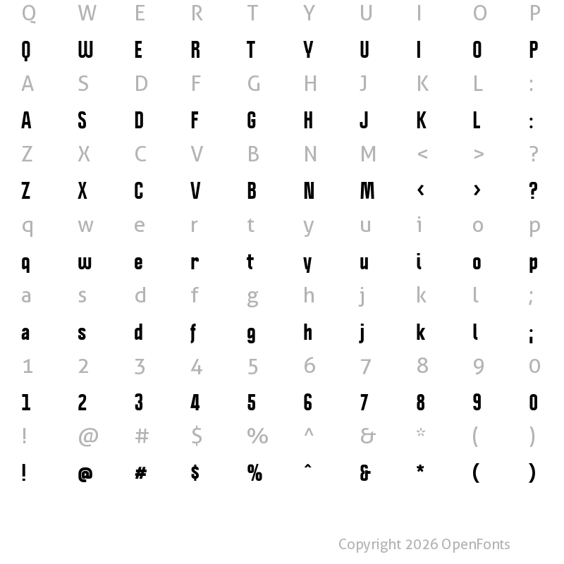 Character Map of Politica ExtraBold Cd