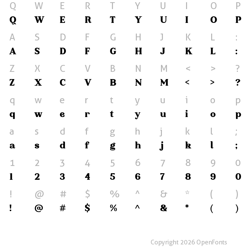 Character Map of Ponzi Hat Regular