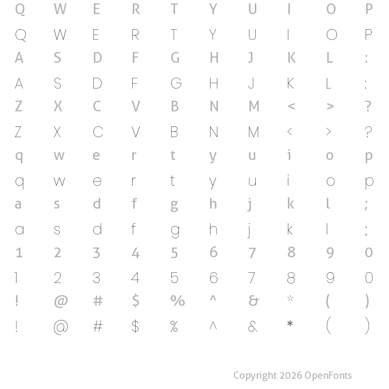 Character Map of Poppins Thin