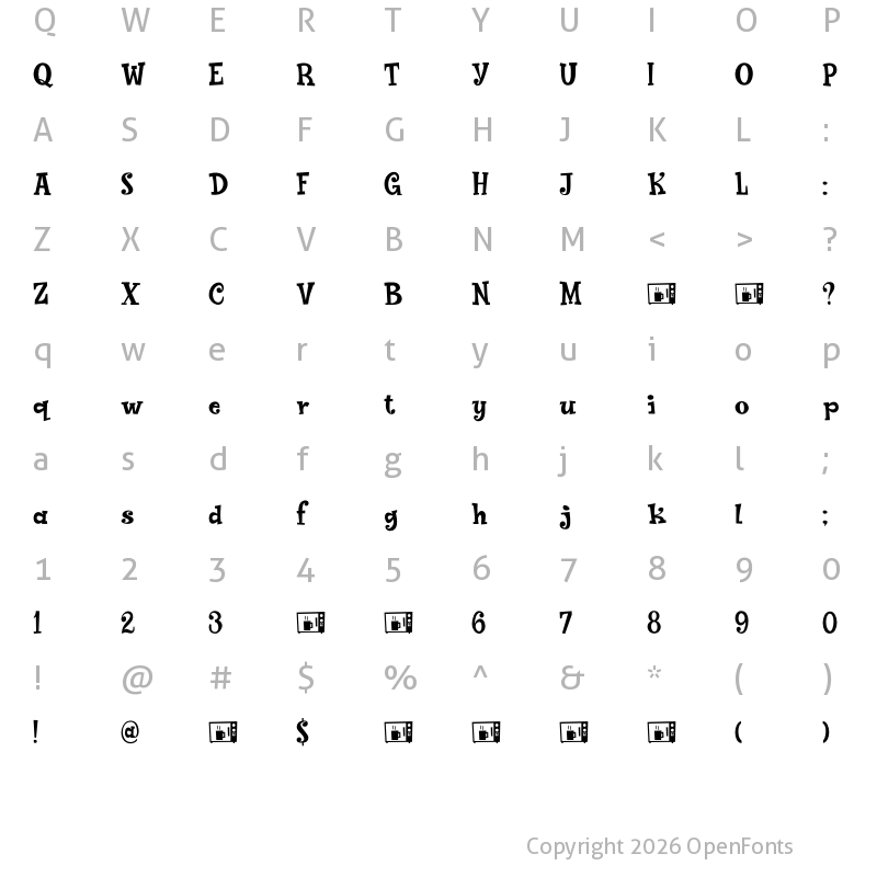 Character Map of Popty Ping DEMO Regular
