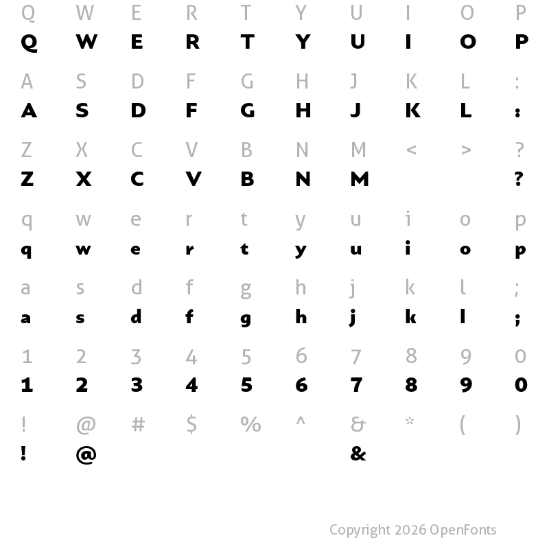 Character Map of Portheras Test Black