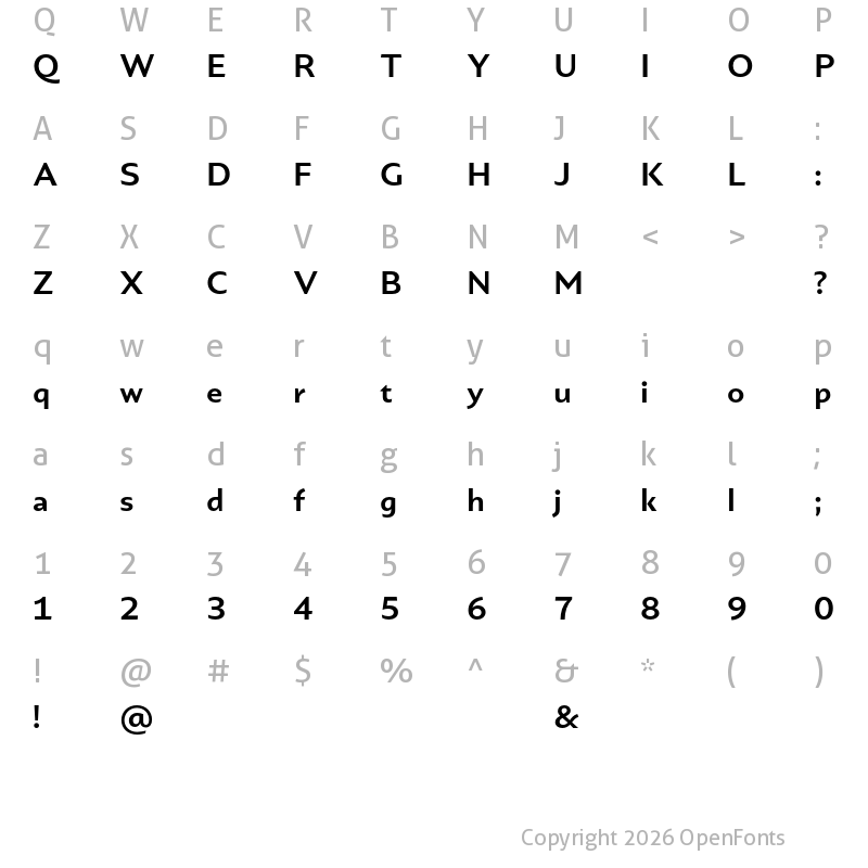 Character Map of Portheras Test Bold
