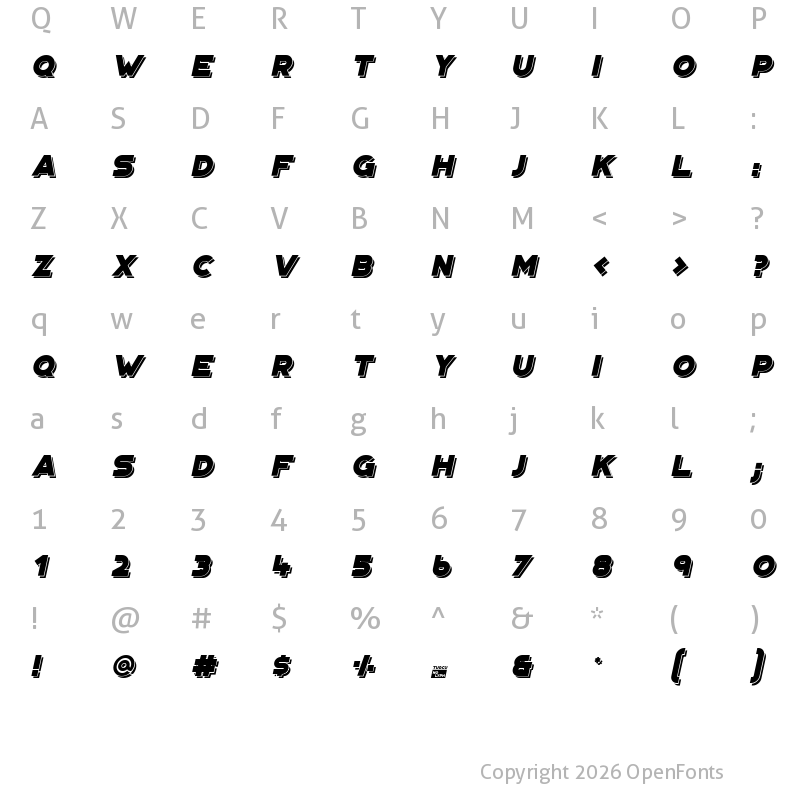 Character Map of Portico Layer Oblique