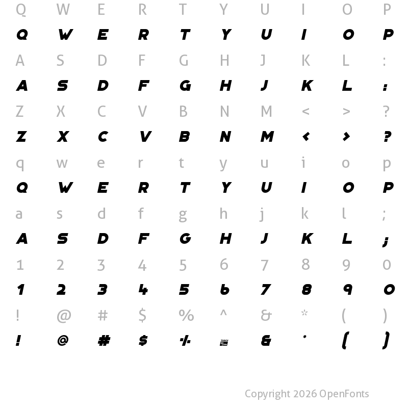 Character Map of Portico Oblique