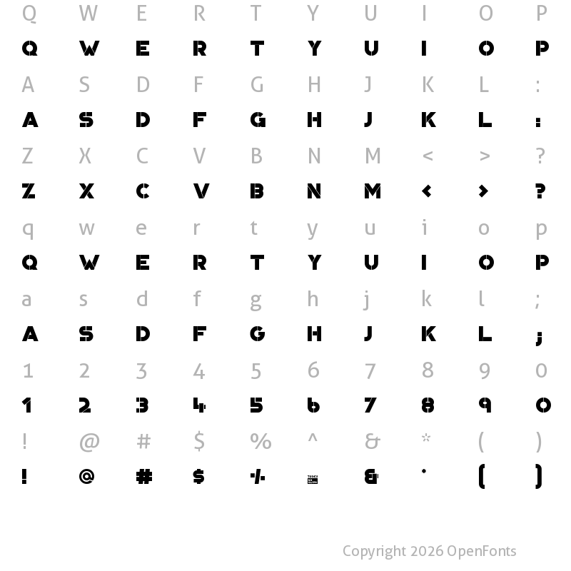 Character Map of Portico Stencil