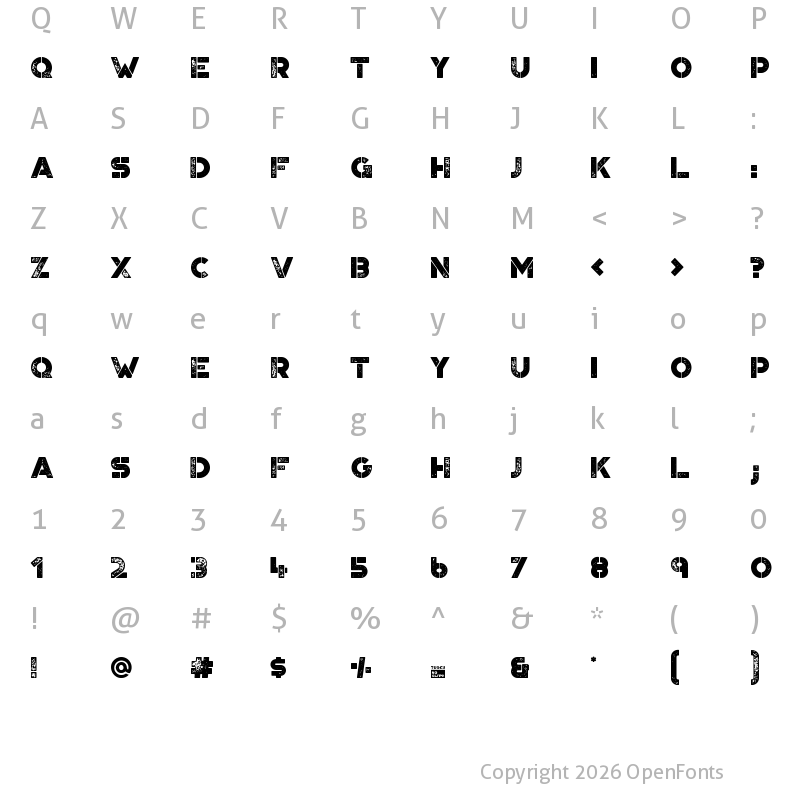 Character Map of Portico Stencil Rough