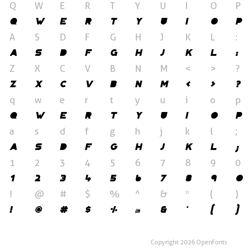 Character Map of Portico Urban Oblique