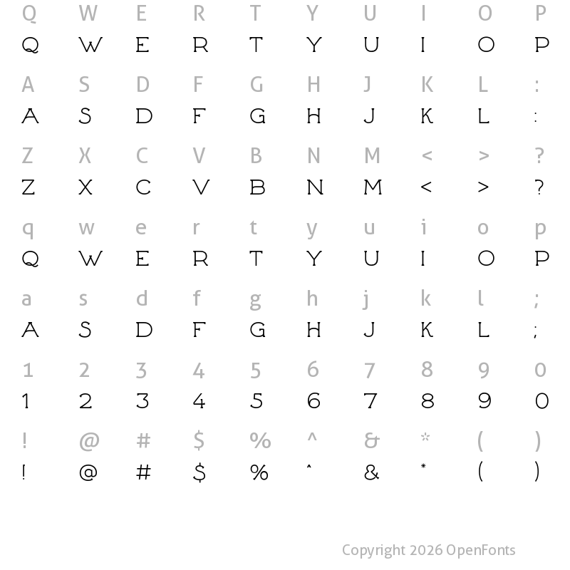 Character Map of Porto Regular