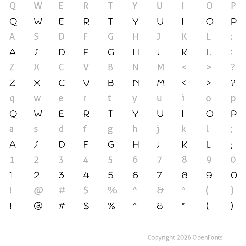 Character Map of Portofino Light