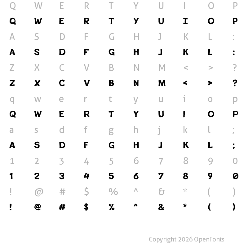 Character Map of Poster Cut Neue Regular