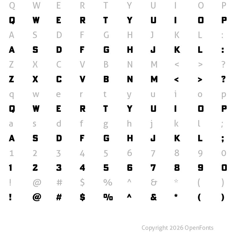 Character Map of Poster Gothic Round ATF Heavy