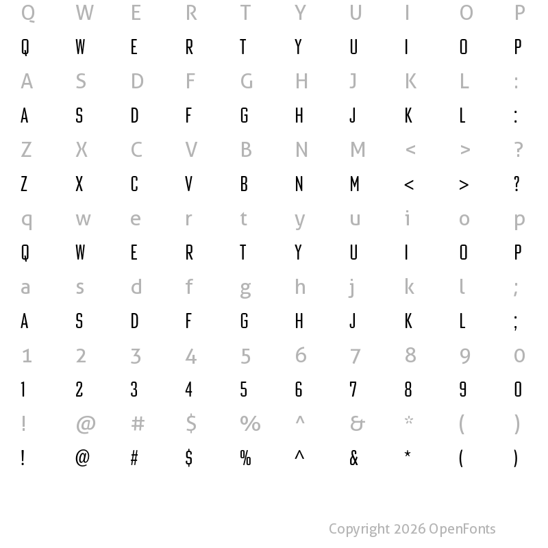 Character Map of Poster Gothic Round ExCond ATF Regular