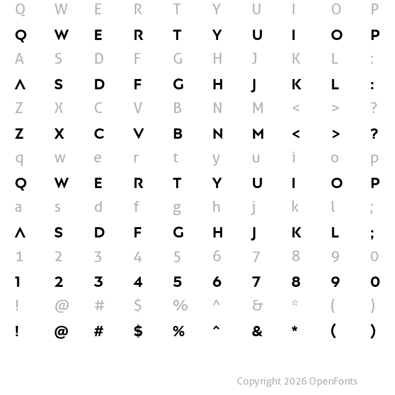 Character Map of Posterama 2001 W04 Semibold