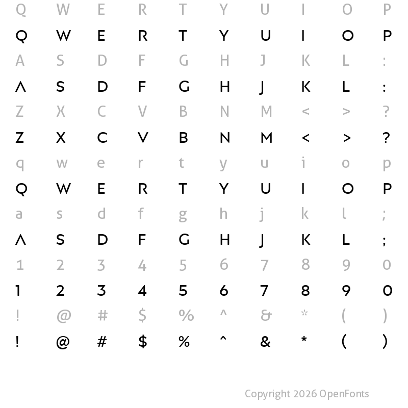 Character Map of Posterama2001W04-Regular Regular