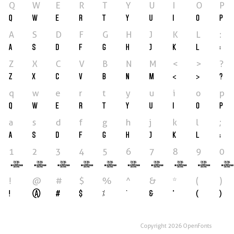 Character Map of Posterman PERSONAL USE Regular