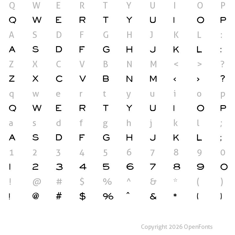 Character Map of Powell and Geary Regular