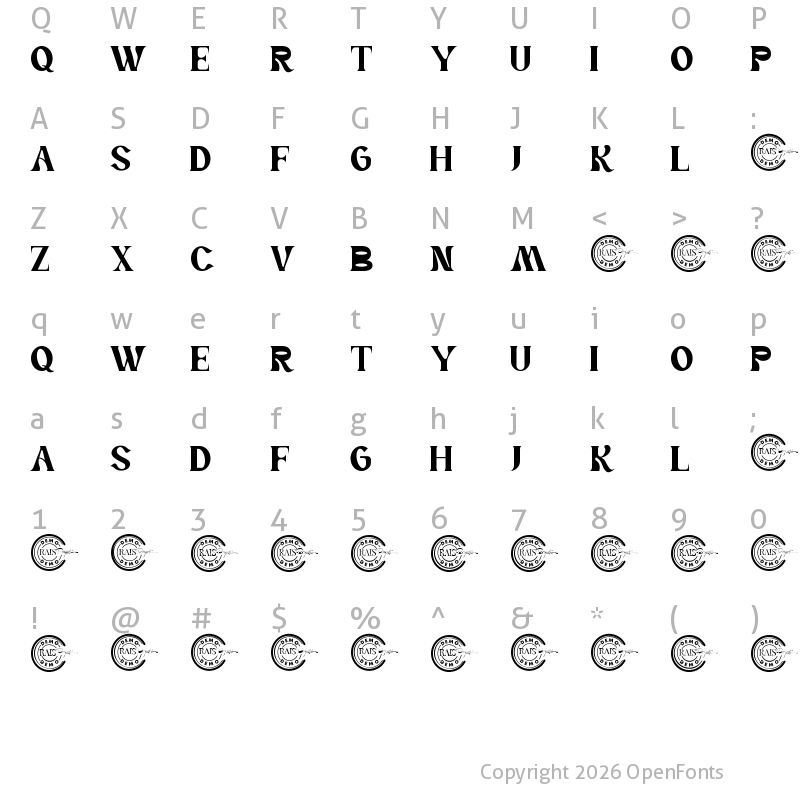 Character Map of Power Passion Demo Regular
