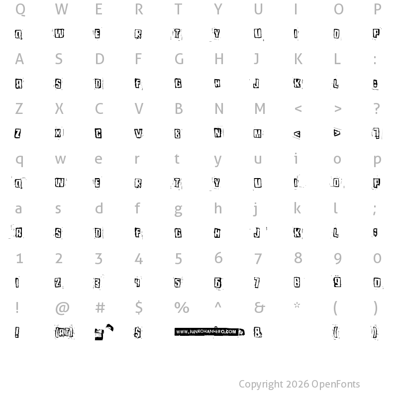 Character Map of Pozothree Regular